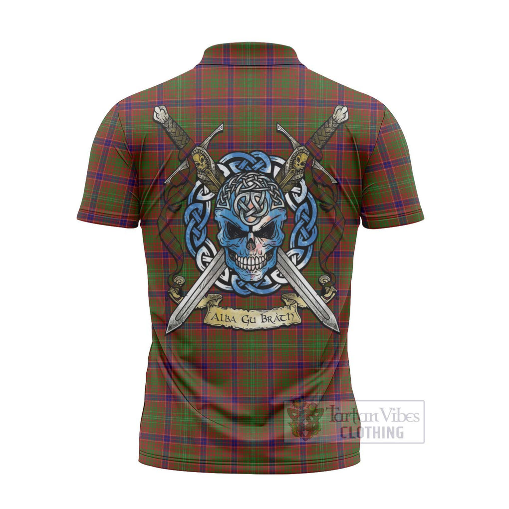 Tartan Vibes Clothing Lumsden Tartan Zipper Polo Shirt with Family Crest Celtic Skull Style