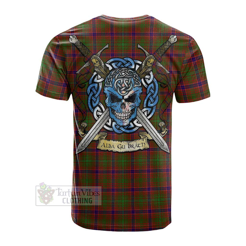 Tartan Vibes Clothing Lumsden Tartan Cotton T-shirt with Family Crest Celtic Skull Style