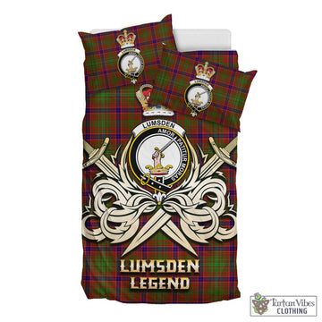 Lumsden Tartan Bedding Set with Clan Crest and the Golden Sword of Courageous Legacy