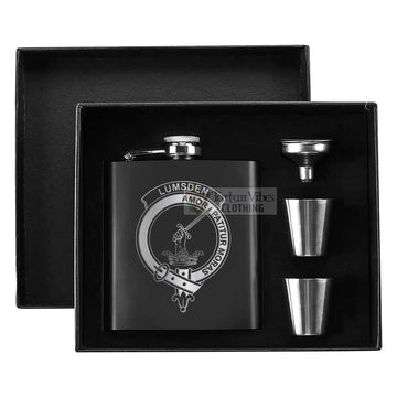 Lumsden Crest Hip Flask Set 7oz Black Stainless Steel with A Gift Box