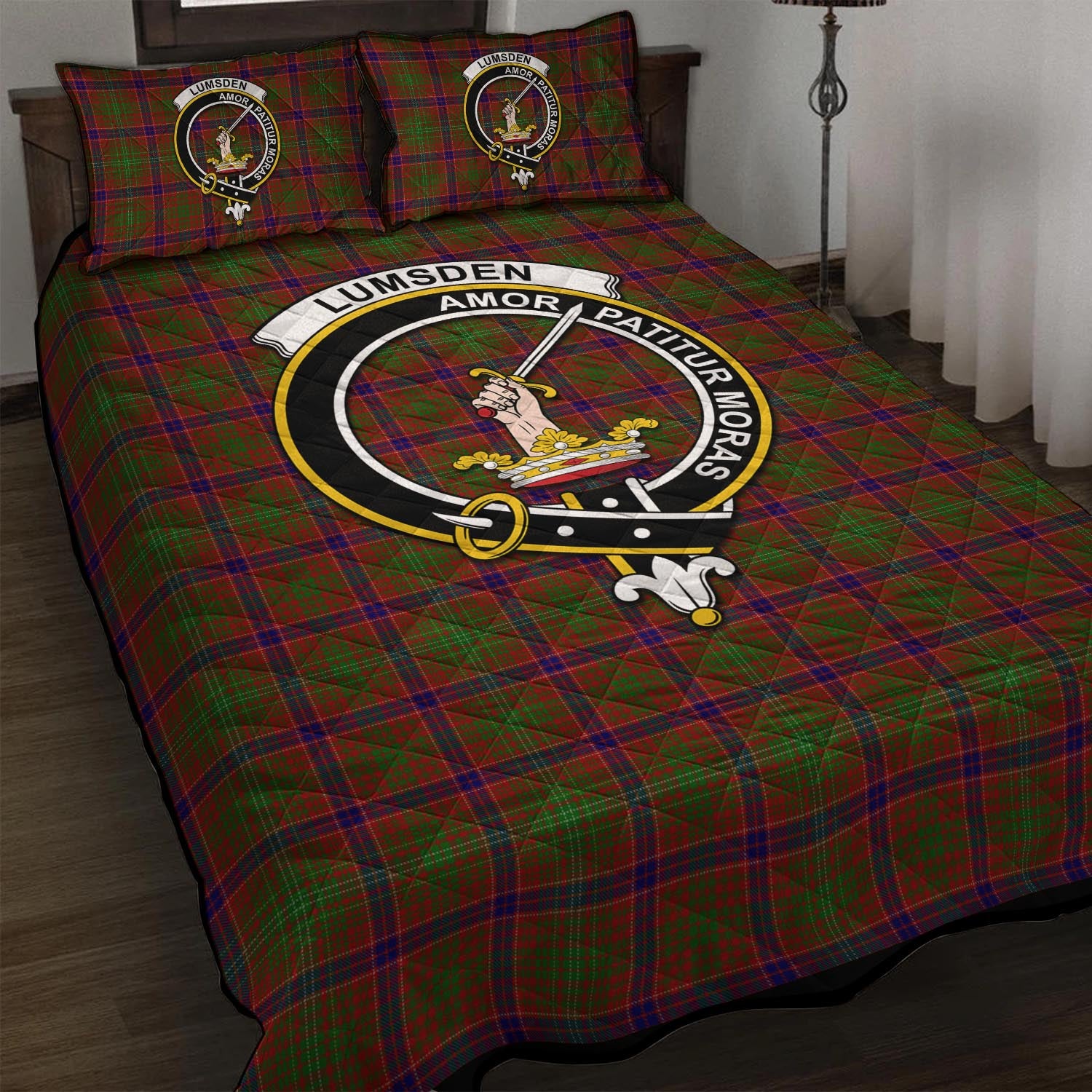 Lumsden Tartan Quilt Bed Set with Family Crest - Tartan Vibes Clothing