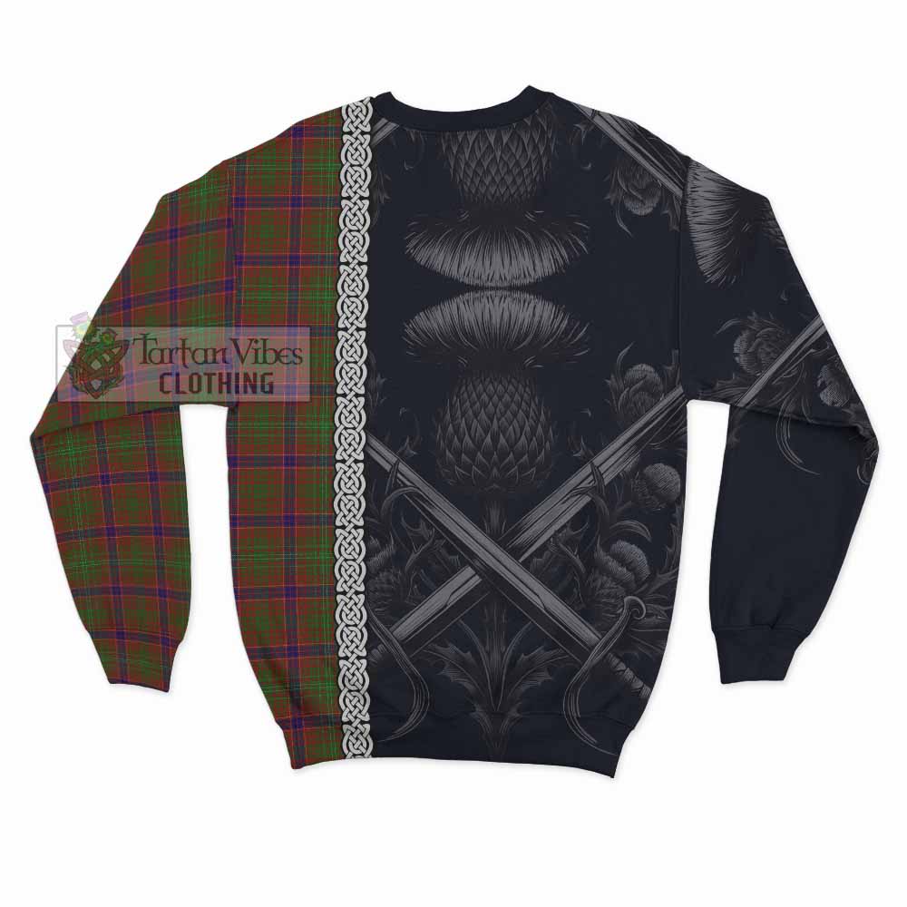 Tartan Vibes Clothing Lumsden Tartan Sweatshirt with Family Crest Cross Sword Thistle Celtic Vibes