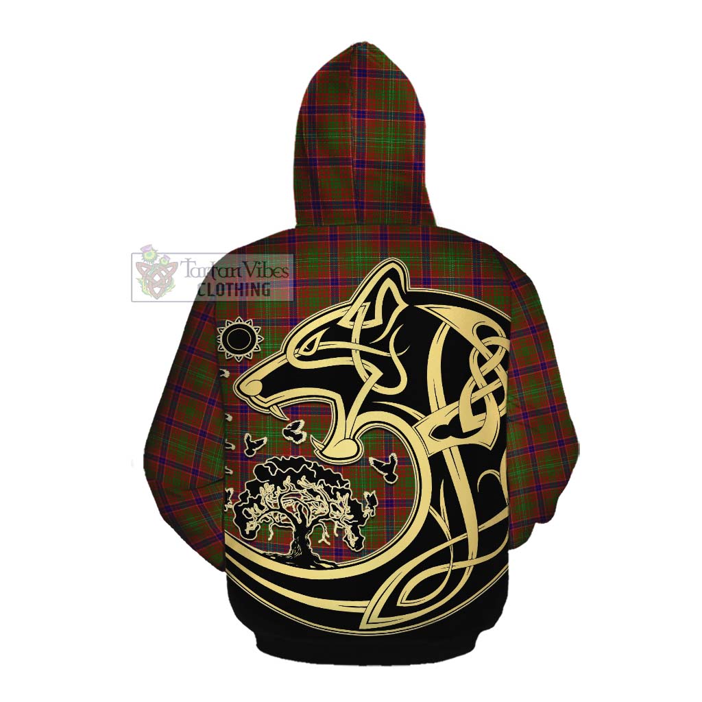 Tartan Vibes Clothing Lumsden Tartan Cotton Hoodie with Family Crest Celtic Wolf Style