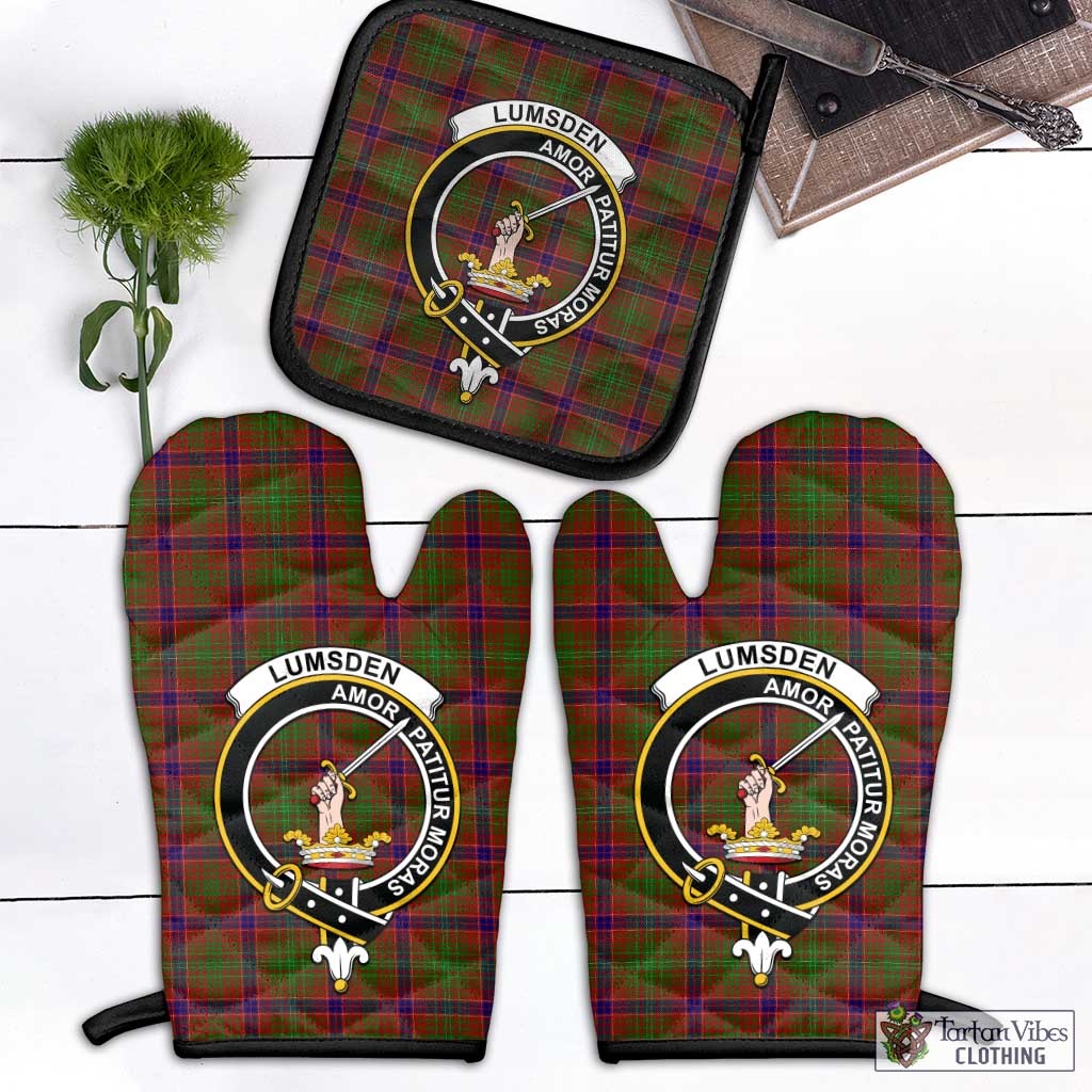 Tartan Vibes Clothing Lumsden Tartan Combo Oven Mitt & Pot-Holder with Family Crest