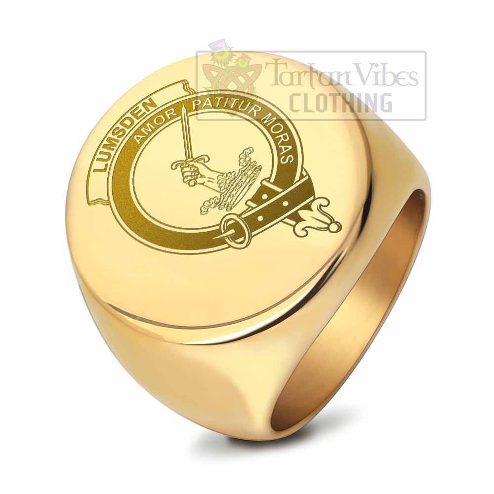 Tartan Vibes Clothing Lumsden Clan Crest Engraved Ring