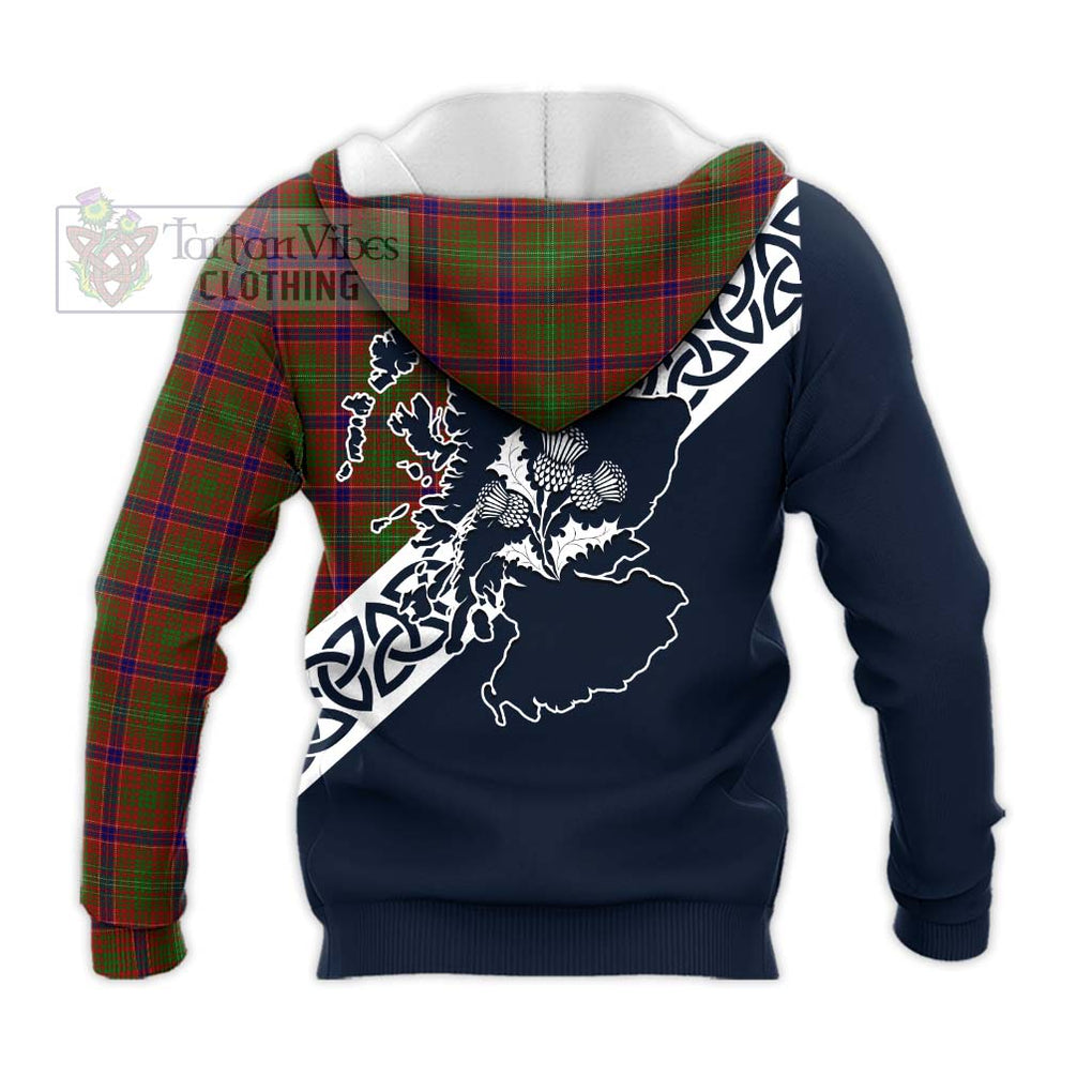 Tartan Vibes Clothing Lumsden Tartan Knitted Hoodie Featuring Thistle and Scotland Map