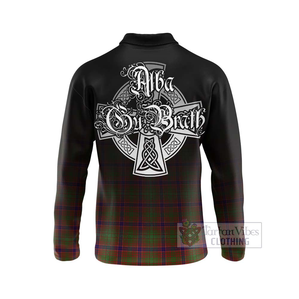 Tartan Vibes Clothing Lumsden Tartan Long Sleeve Polo Shirt Featuring Alba Gu Brath Family Crest Celtic Inspired