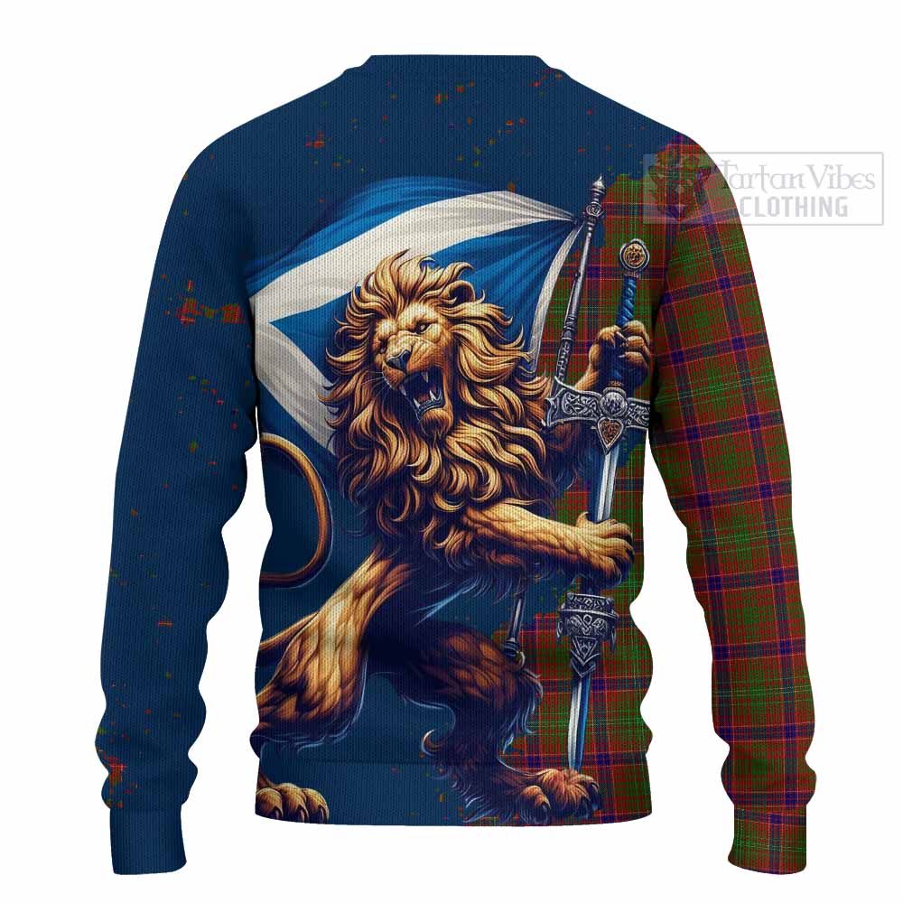 Tartan Vibes Clothing Lumsden Tartan Family Crest Knitted Sweater with Scottish Majestic Lion