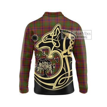 Lumsden Tartan Long Sleeve Polo Shirt with Family Crest Celtic Wolf Style