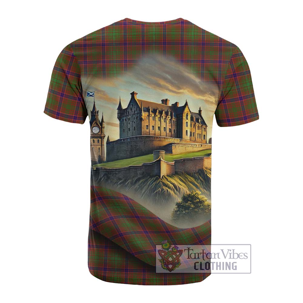 Lumsden Tartan Family Crest Cotton T-shirt with Scottish Ancient Castle Style - Tartan Vibes Clothing