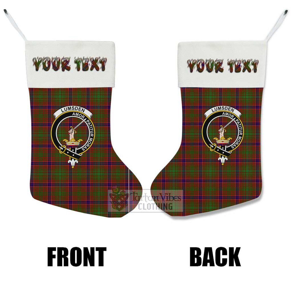 Tartan Vibes Clothing Lumsden Tartan Family Crest Christmas Stocking with Personalized Text