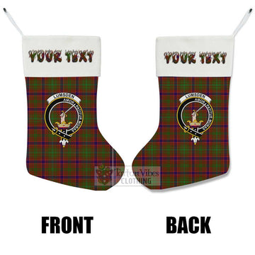 Lumsden Tartan Family Crest Christmas Stocking with Personalized Text