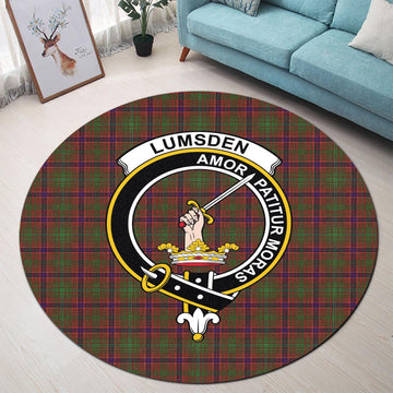 Lumsden Tartan Round Rug with Family Crest