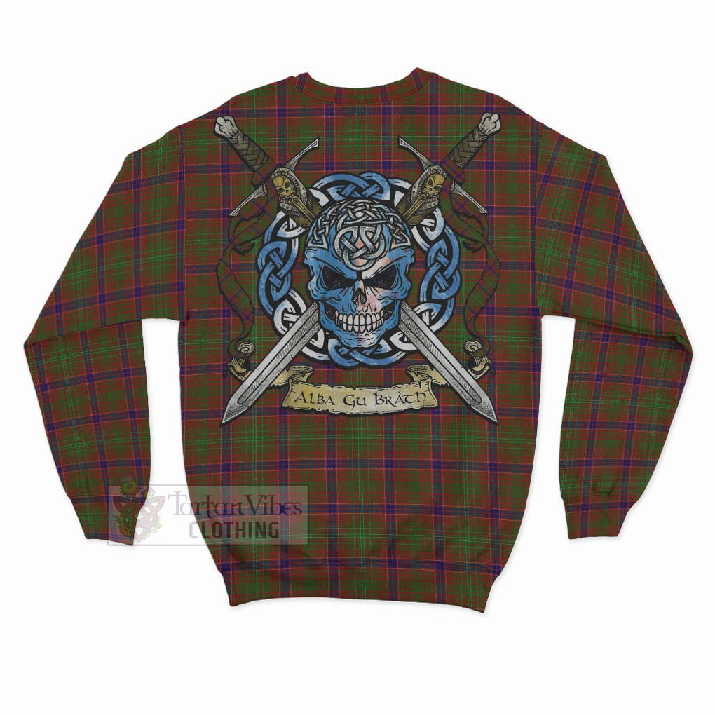 Tartan Vibes Clothing Lumsden Tartan Sweatshirt with Family Crest Celtic Skull Style