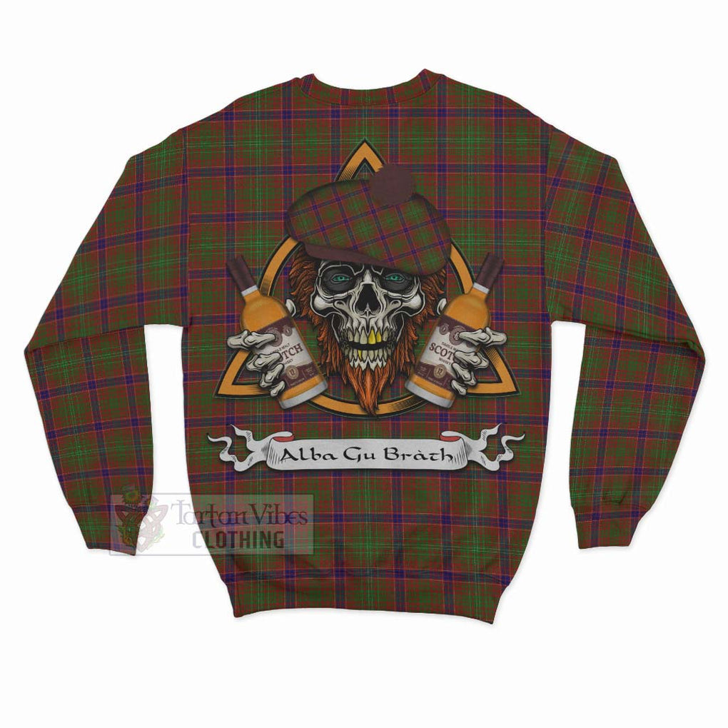 Tartan Vibes Clothing Lumsden Tartan Sweatshirt with Family Crest and Bearded Skull Holding Bottles of Whiskey