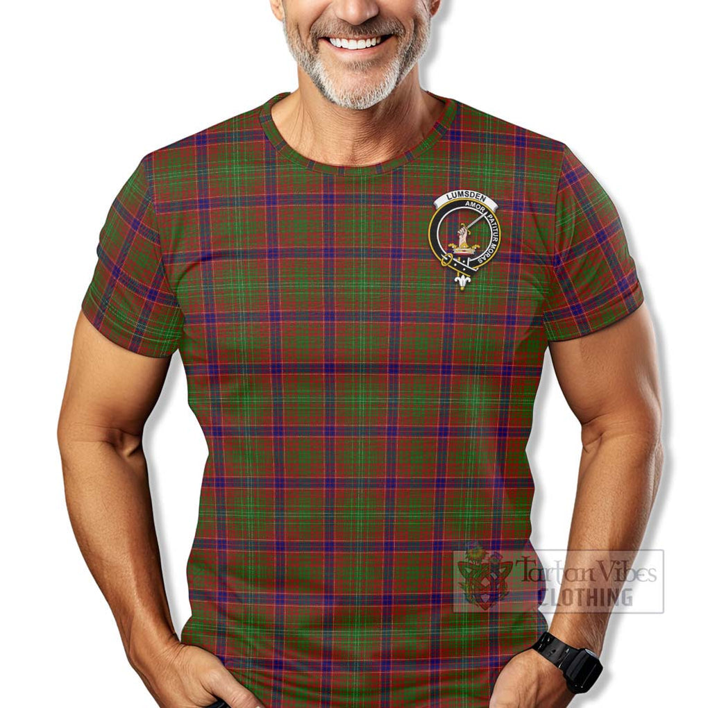 Tartan Vibes Clothing Lumsden Tartan T-Shirt with Family Crest Celtic Skull Style