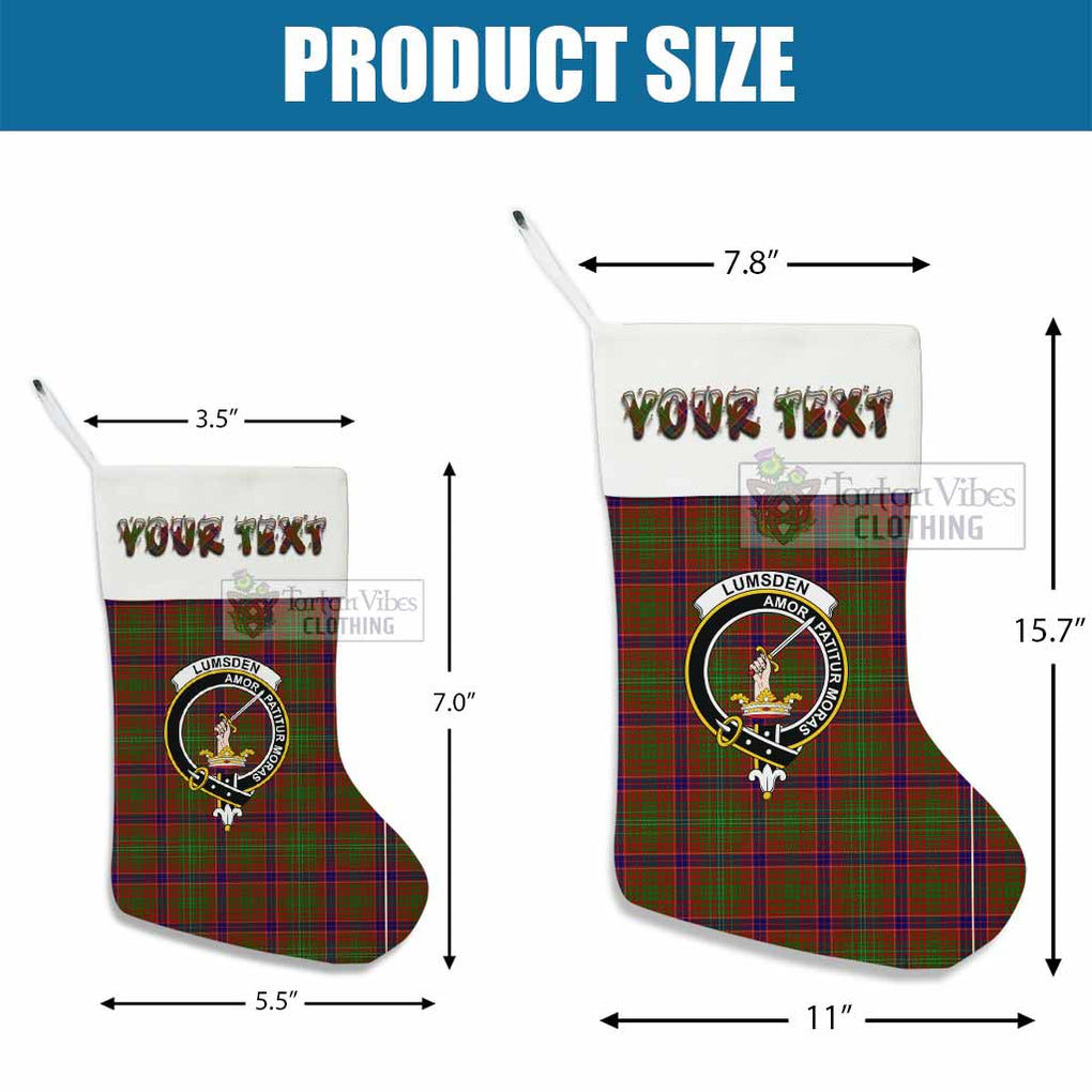 Tartan Vibes Clothing Lumsden Tartan Family Crest Christmas Stocking with Personalized Text