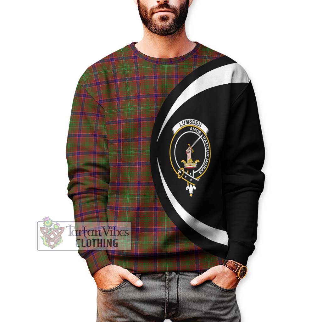 Lumsden Tartan Sweatshirt with Family Crest Circle Style - Tartan Vibes Clothing