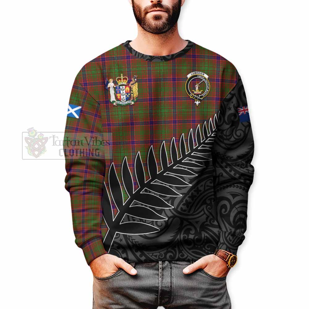 Tartan Vibes Clothing Lumsden Crest Tartan Sweatshirt with New Zealand Silver Fern Half Style