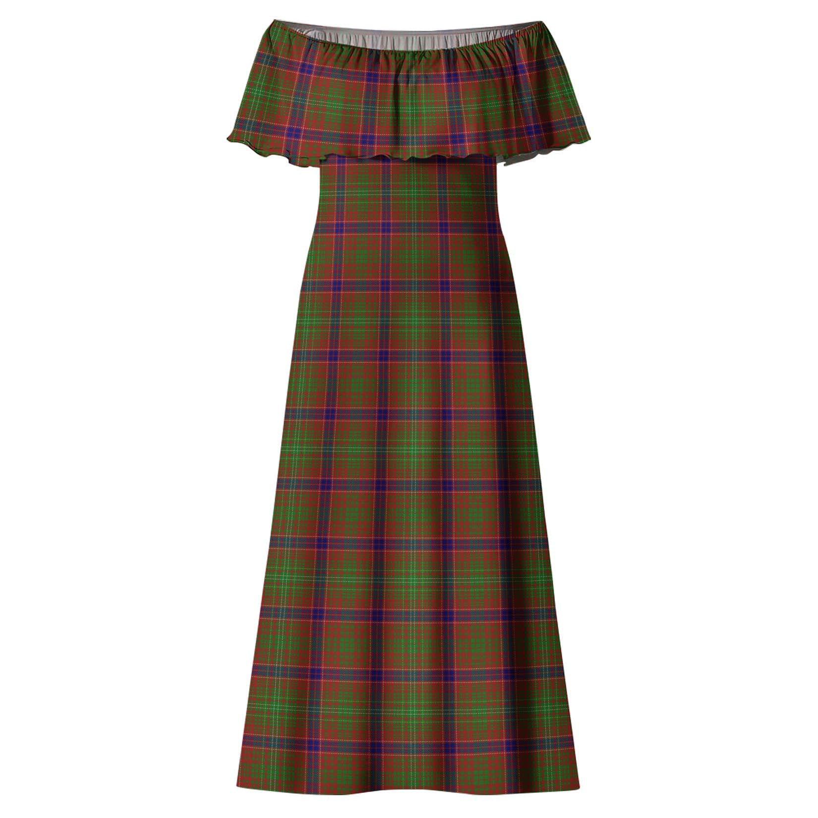 Lumsden Tartan Off Shoulder Long Dress - Tartanvibesclothing