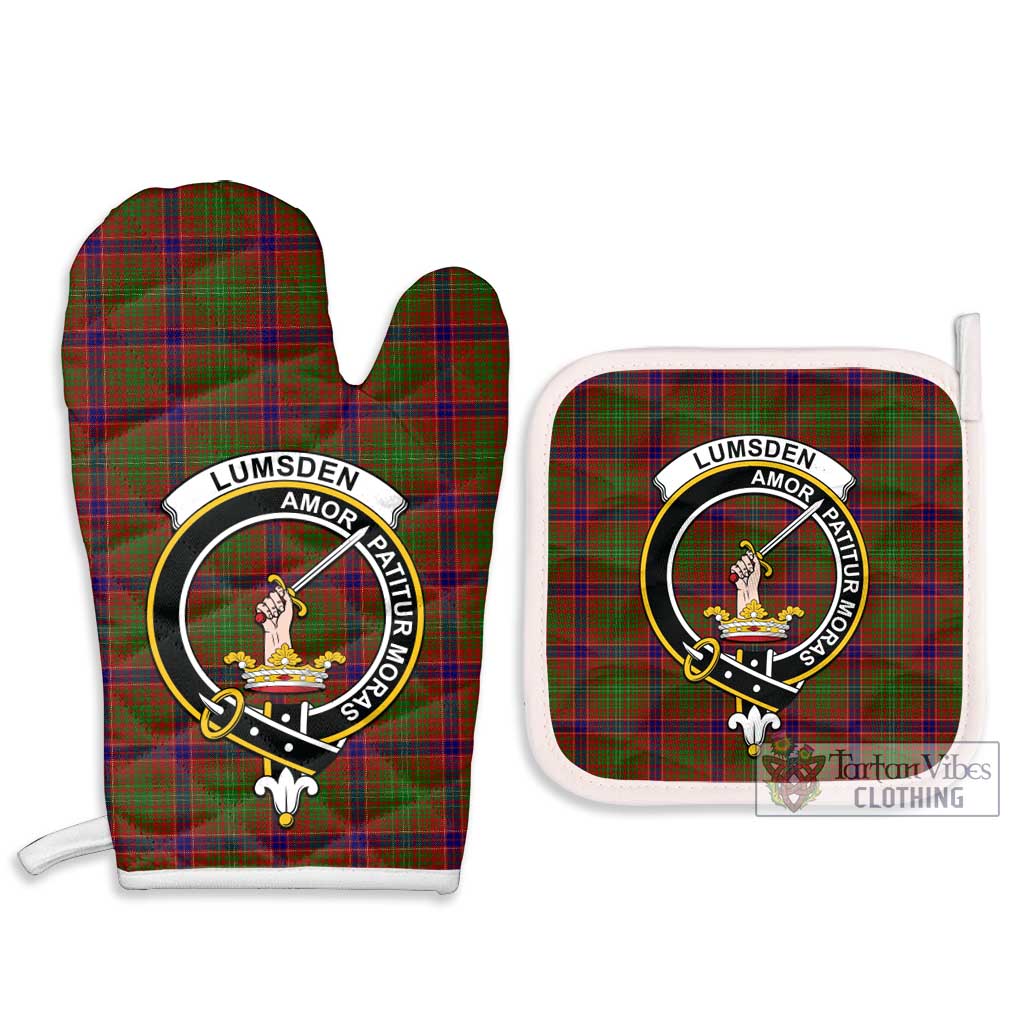 Tartan Vibes Clothing Lumsden Tartan Combo Oven Mitt & Pot-Holder with Family Crest