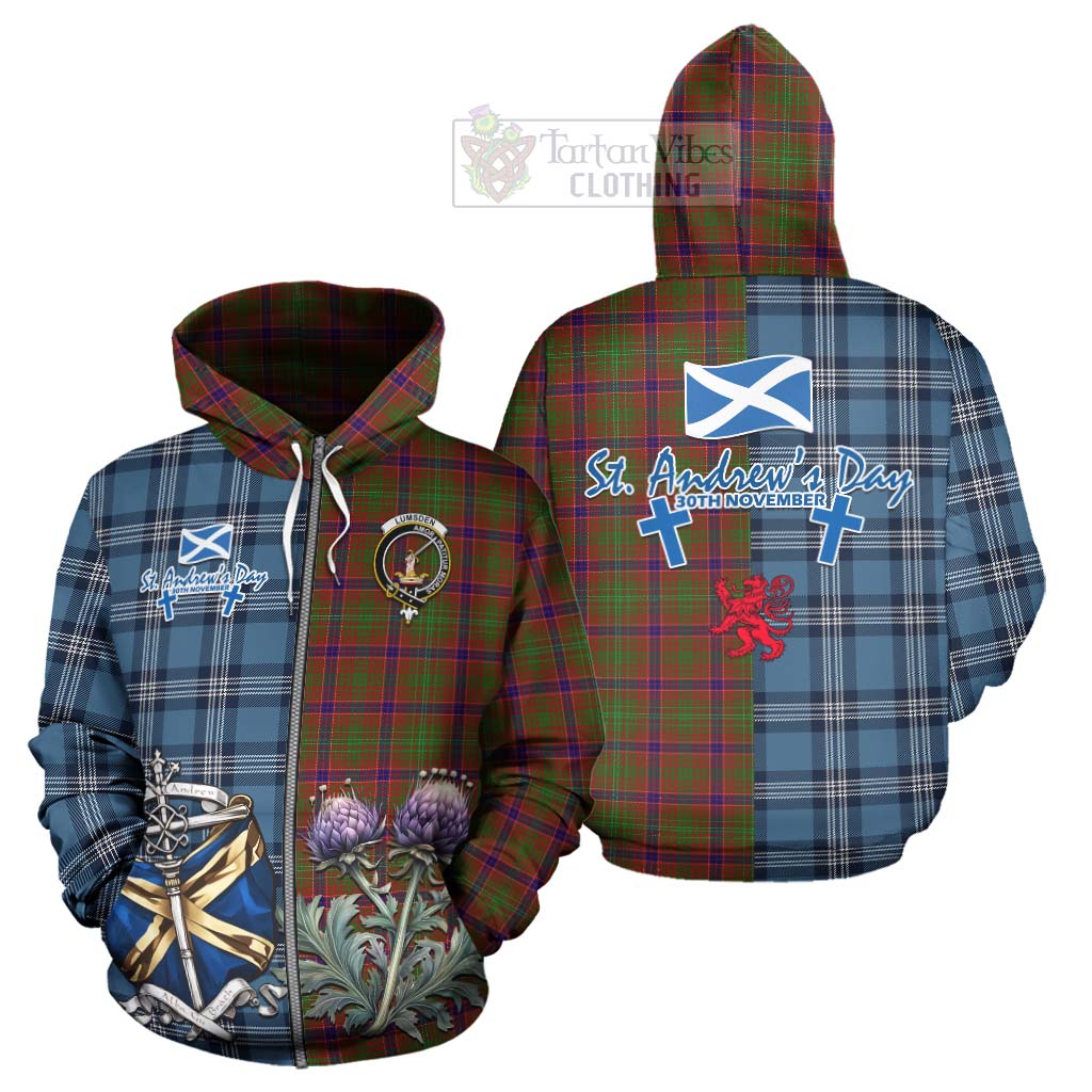 Tartan Vibes Clothing Lumsden Tartan Hoodie Happy St. Andrew's Day Half Tartan Style