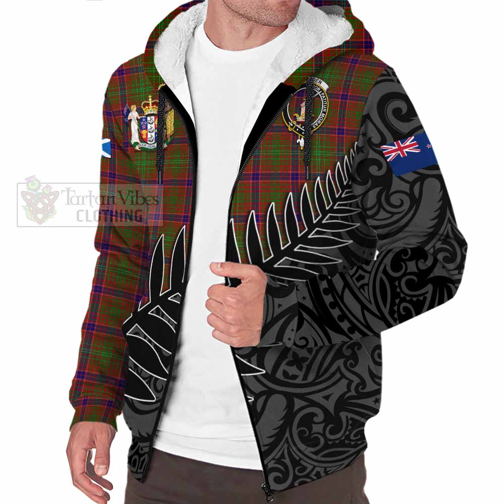 Tartan Vibes Clothing Lumsden Crest Tartan Sherpa Hoodie with New Zealand Silver Fern Half Style