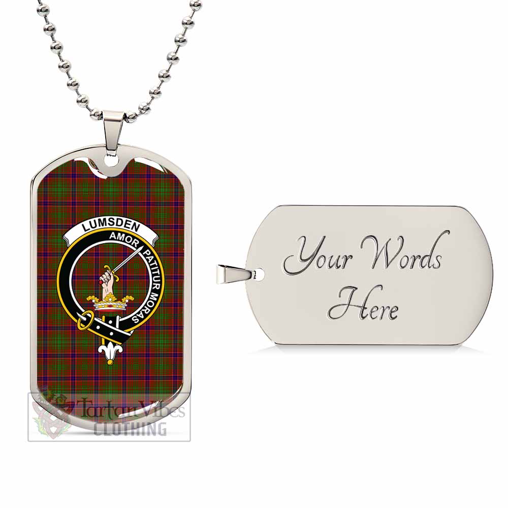 Tartan Vibes Clothing Lumsden Tartan Dog Tag Necklace with Family Crest