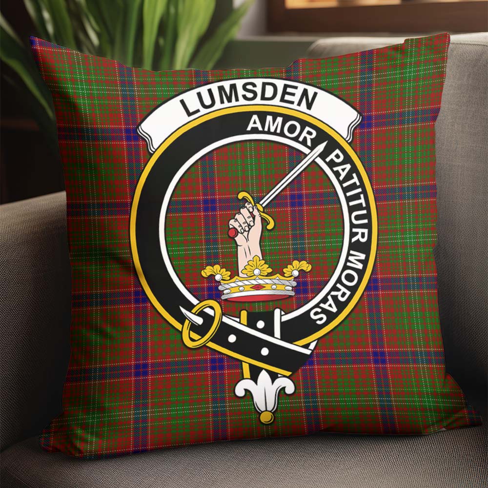 Lumsden Tartan Pillow Cover with Family Crest - Tartanvibesclothing