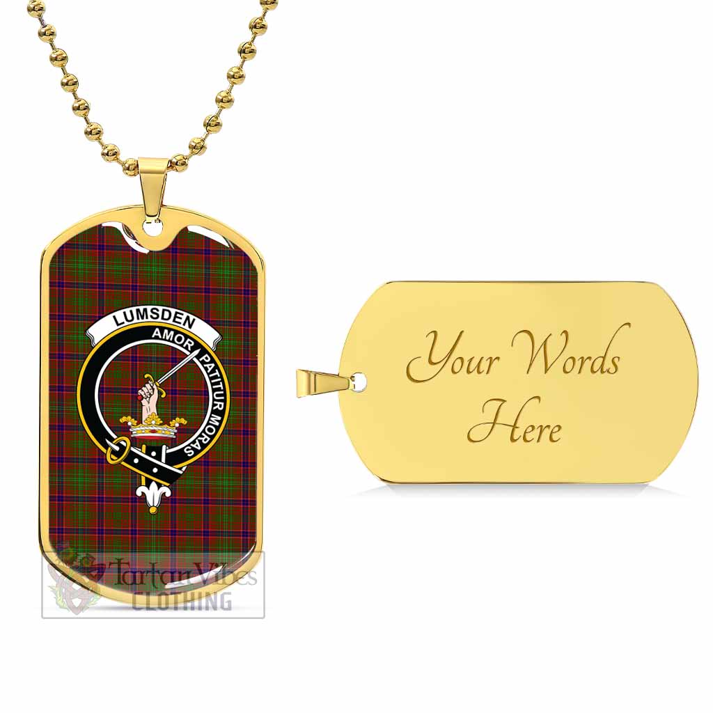 Tartan Vibes Clothing Lumsden Tartan Dog Tag Necklace with Family Crest