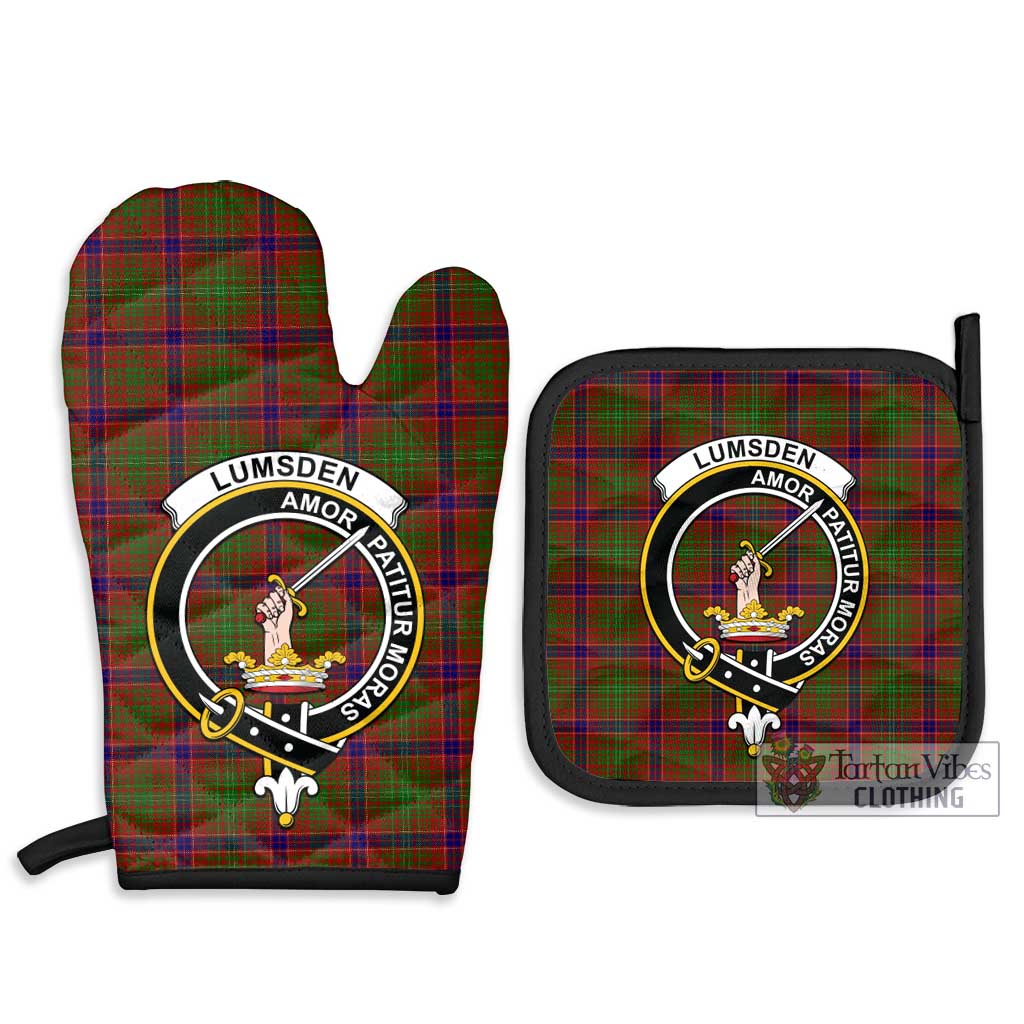 Tartan Vibes Clothing Lumsden Tartan Combo Oven Mitt & Pot-Holder with Family Crest