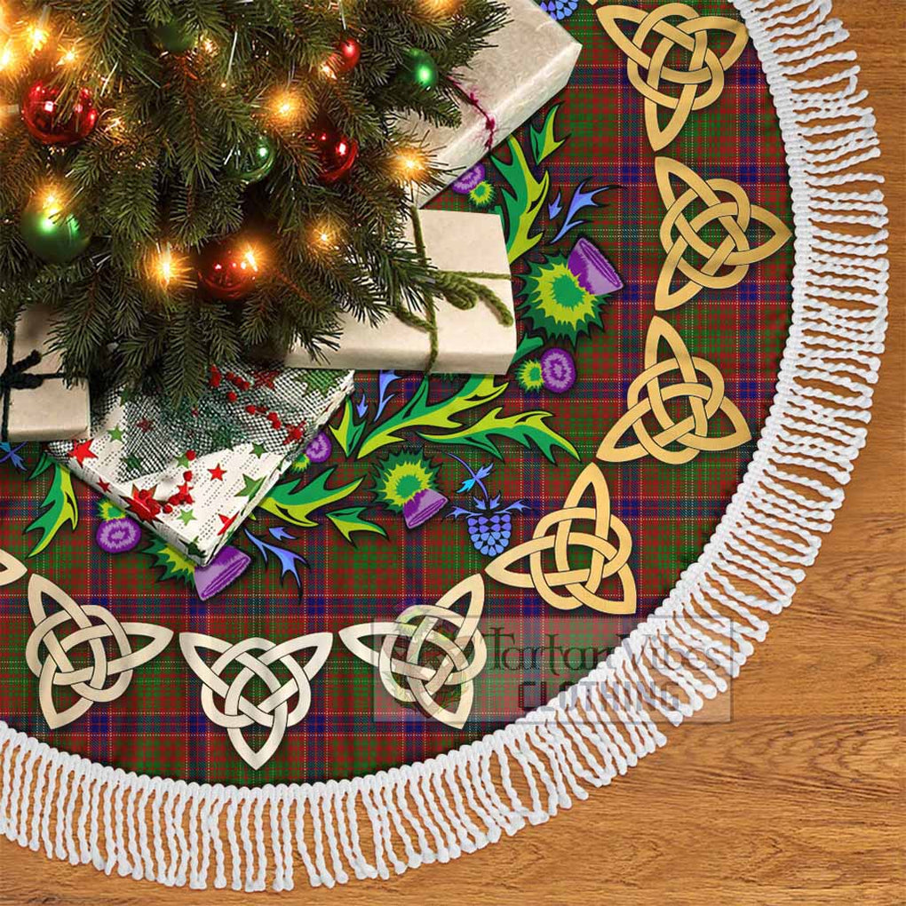 Tartan Vibes Clothing Lumsden Tartan Christmas Tree Skirt with Thistle Celtic Knot Style