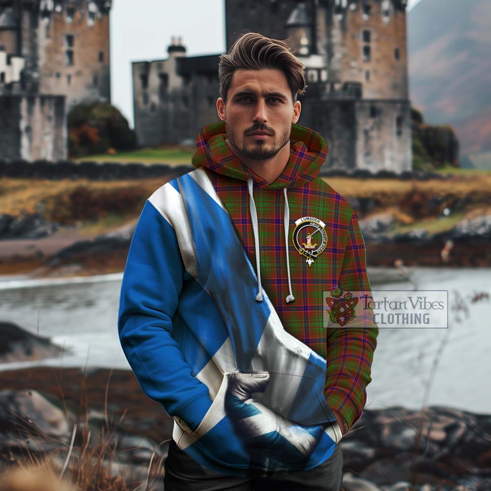 Tartan Vibes Clothing Lumsden Tartan Cotton Hoodie with Family Crest Scotland Patriotic Style