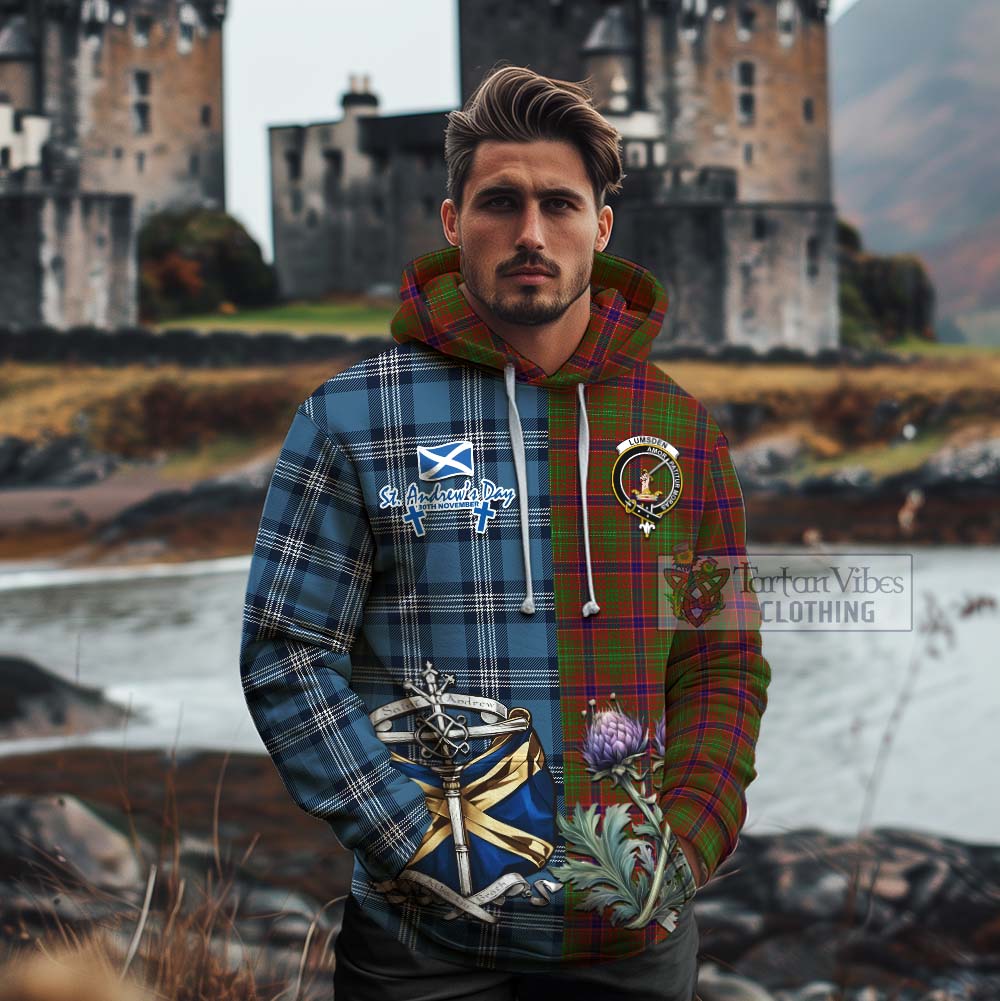 Tartan Vibes Clothing Lumsden Tartan Cotton Hoodie Happy St. Andrew's Day Half Tartan Style