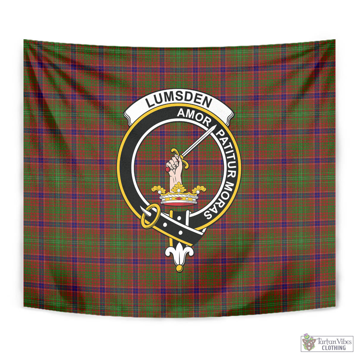 Tartan Vibes Clothing Lumsden Tartan Tapestry Wall Hanging and Home Decor for Room with Family Crest