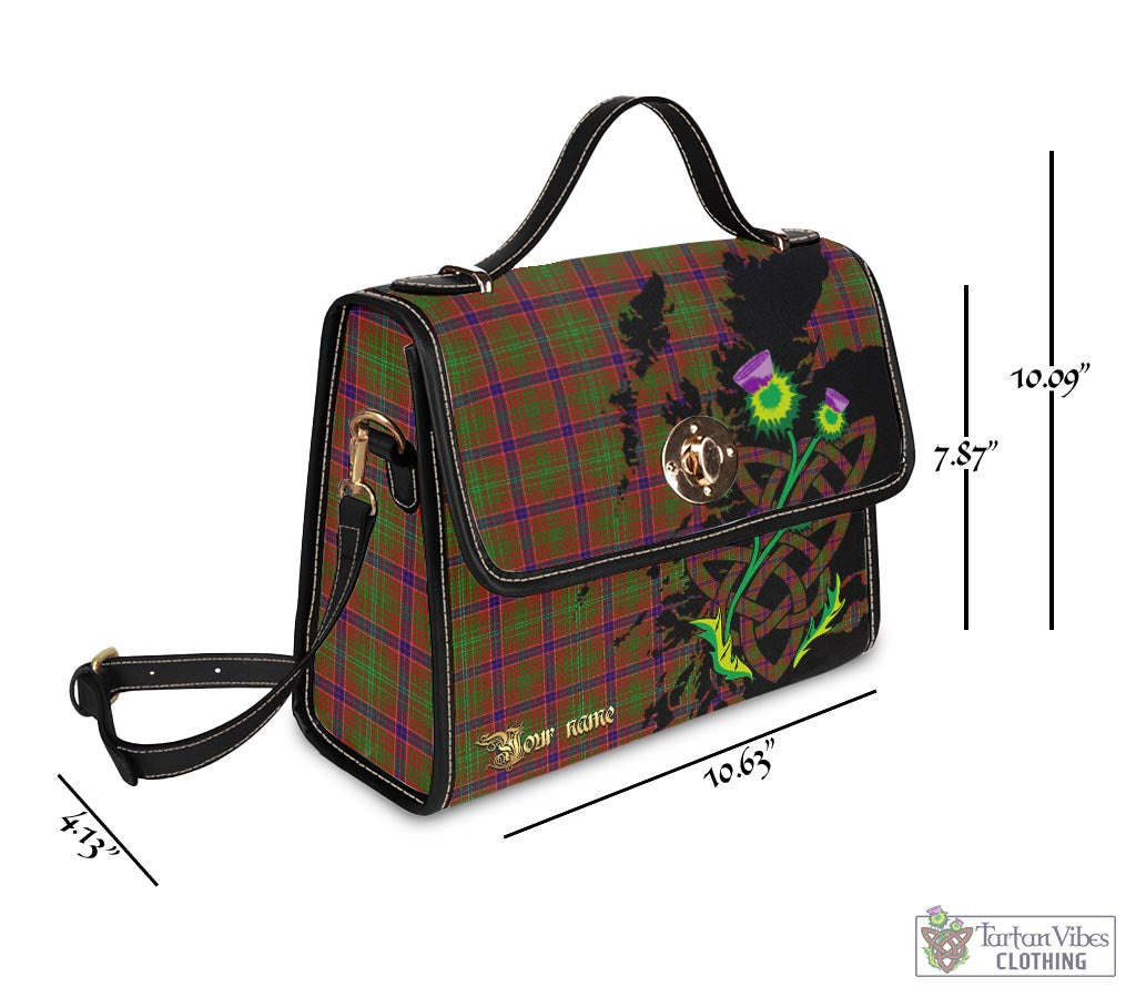 Tartan Vibes Clothing Lumsden Tartan Waterproof Canvas Bag with Scotland Map and Thistle Celtic Accents