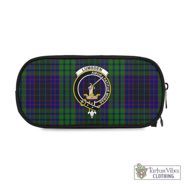 Lumsden Green Tartan Pen and Pencil Case with Family Crest