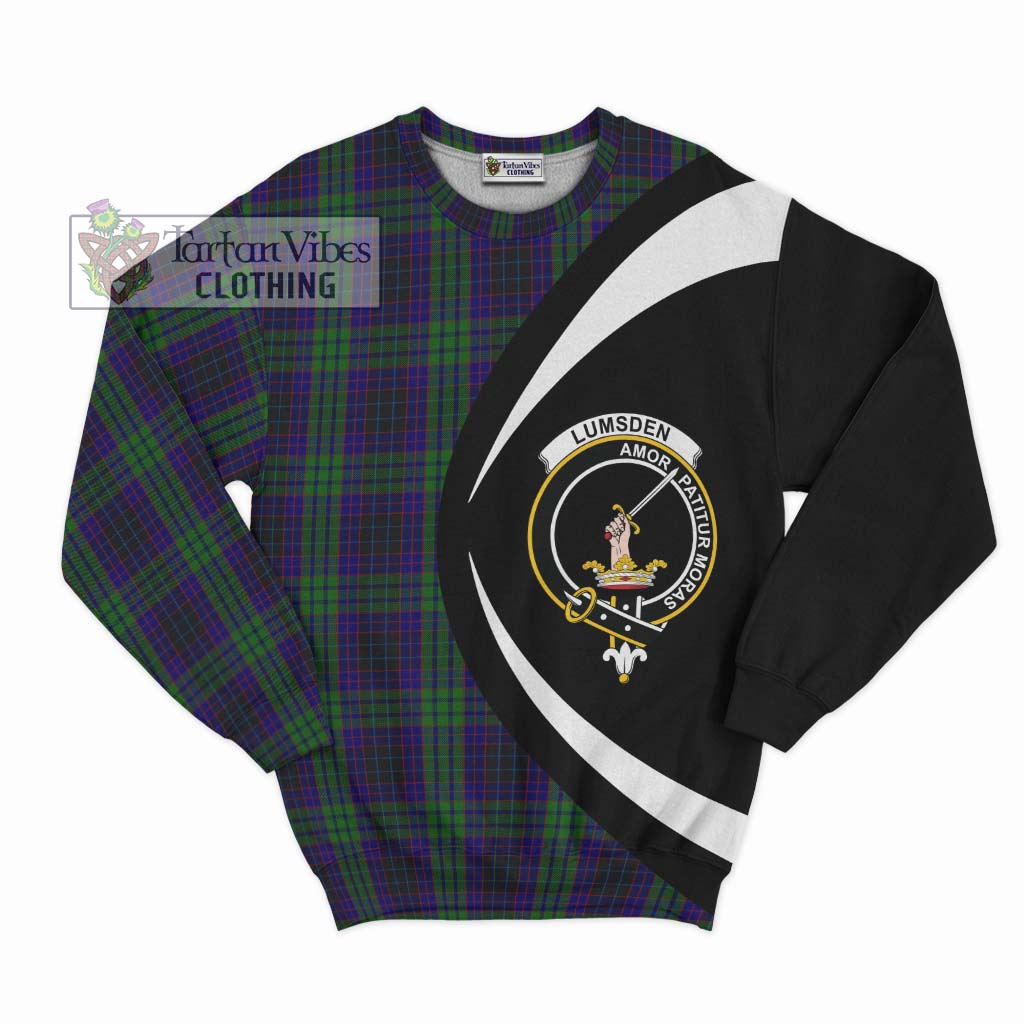 Lumsden Green Tartan Sweatshirt with Family Crest Circle Style Unisex - Tartan Vibes Clothing