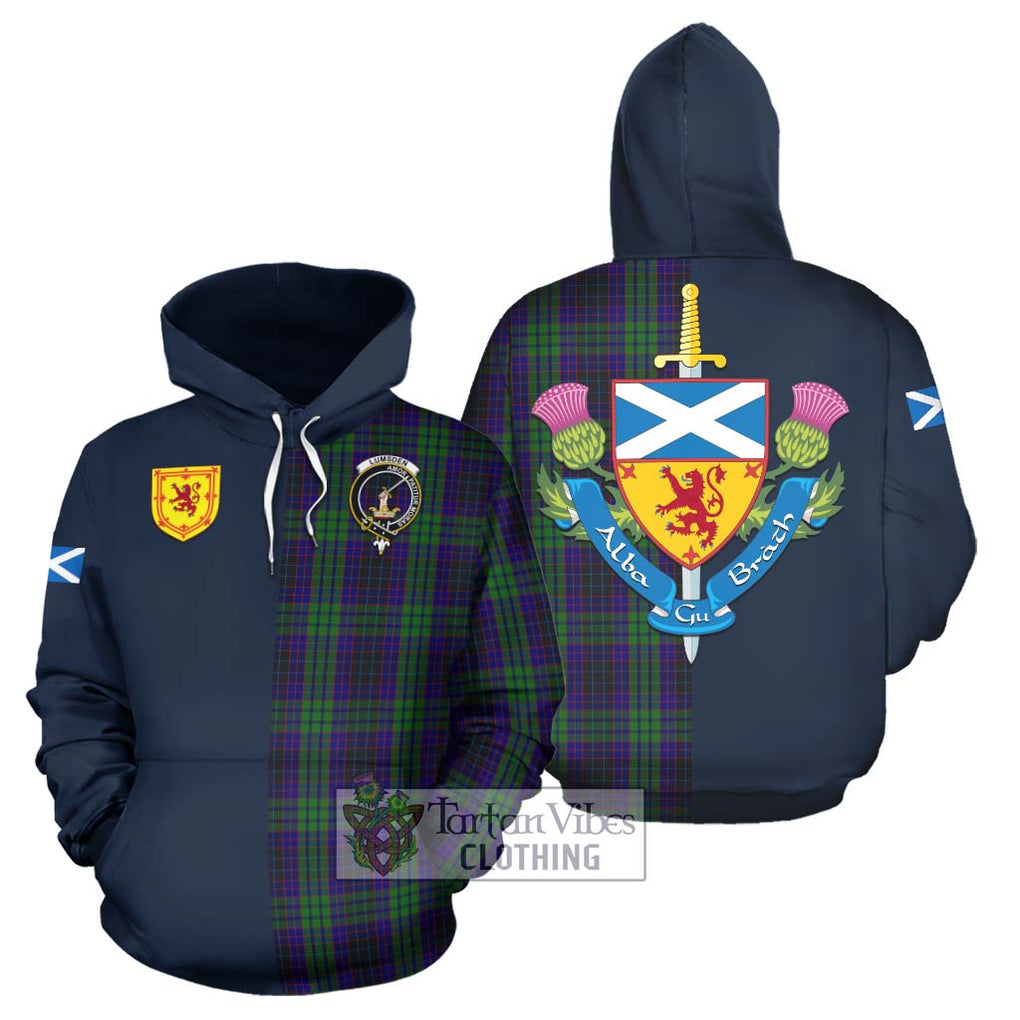 Tartan Vibes Clothing Lumsden Green Tartan Hoodie with Scottish Lion Royal Arm Half Style