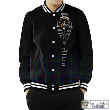 Lumsden Green Tartan Baseball Jacket Featuring Alba Gu Brath Family Crest Celtic Inspired