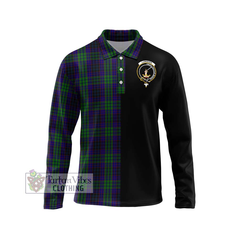 Lumsden Green Tartan Long Sleeve Polo Shirt with Family Crest and Half Of Me Style Unisex - Tartanvibesclothing Shop