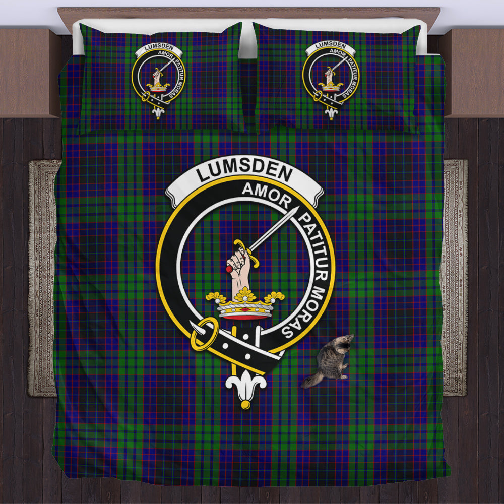 Lumsden Green Tartan Bedding Set with Family Crest US Bedding Set - Tartan Vibes Clothing