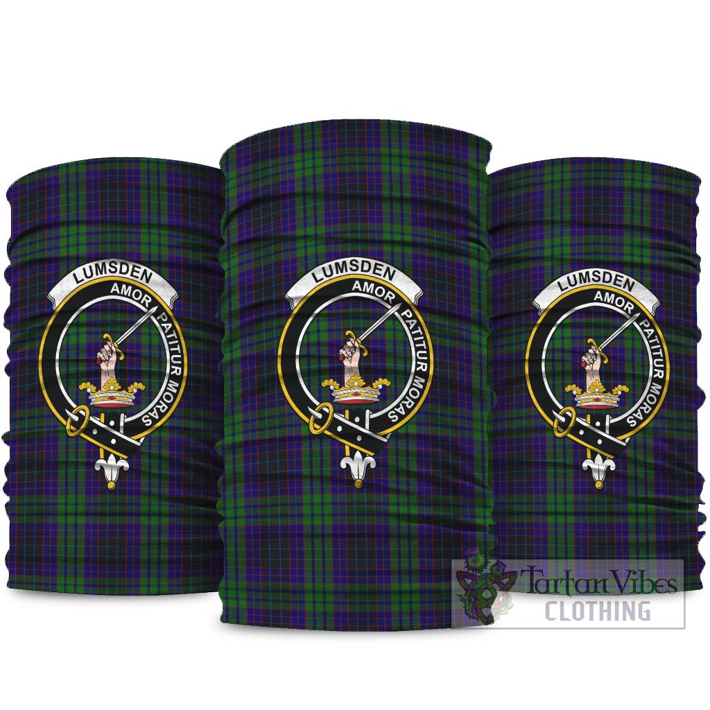 Lumsden Green Tartan Neck Gaiters, Tartan Bandanas, Tartan Head Band with Family Crest