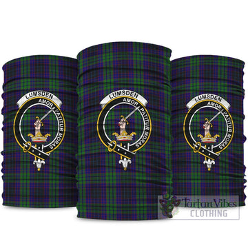 Lumsden Green Tartan Neck Gaiters, Tartan Bandanas, Tartan Head Band with Family Crest