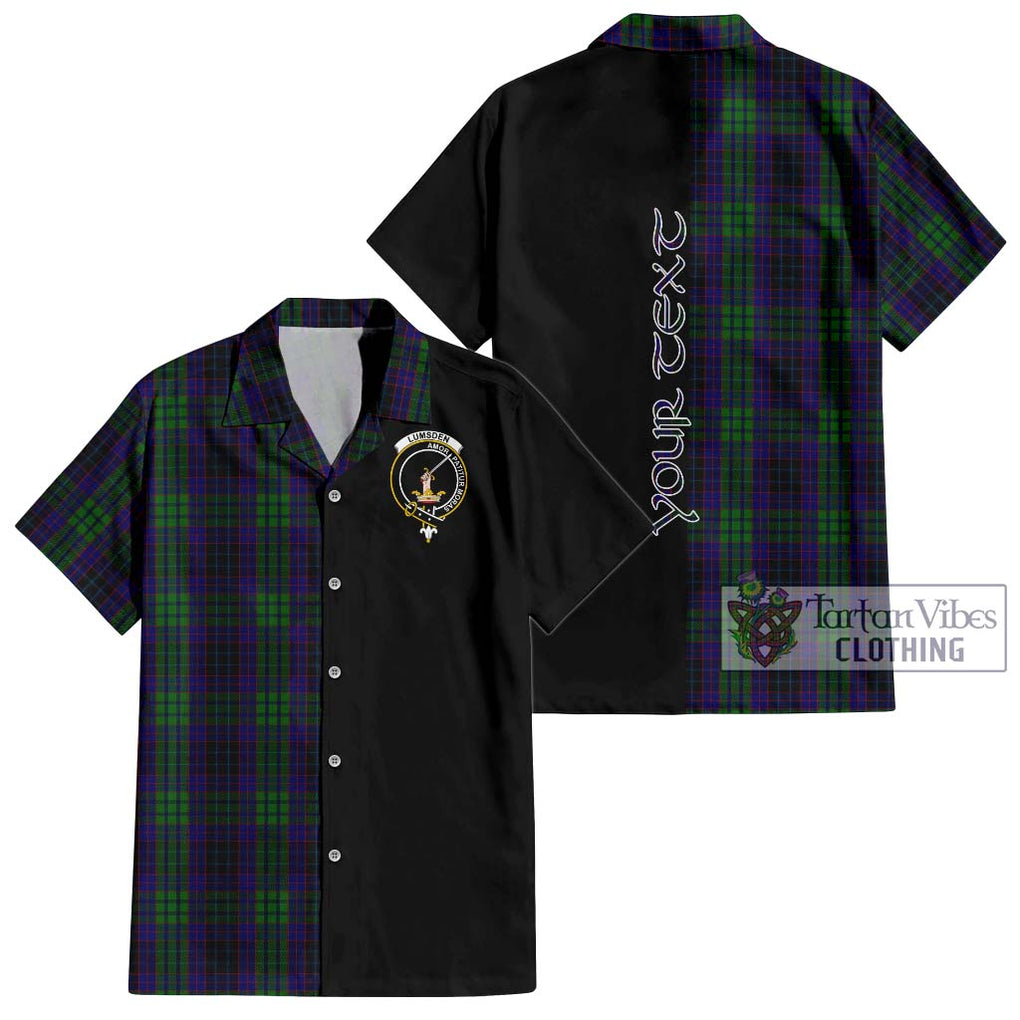 Lumsden Green Tartan Short Sleeve Button Shirt with Family Crest and Half Of Me Style Kid - Tartanvibesclothing Shop