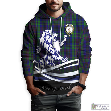 Lumsden Green Tartan Hoodie with Alba Gu Brath Regal Lion Emblem