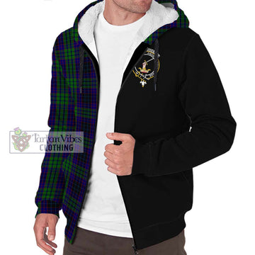 Lumsden Green Tartan Sherpa Hoodie with Family Crest and Half Of Me Style