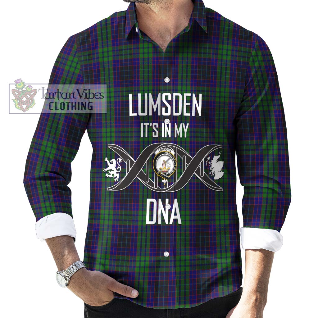 Tartan Vibes Clothing Lumsden Green Tartan Long Sleeve Button Shirt with Family Crest DNA In Me Style