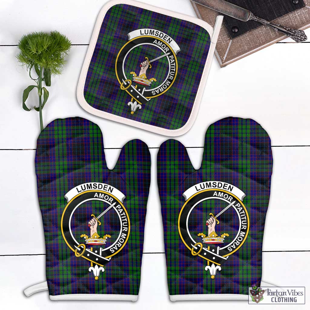 Tartan Vibes Clothing Lumsden Green Tartan Combo Oven Mitt & Pot-Holder with Family Crest