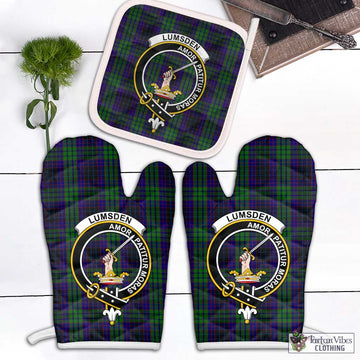 Lumsden Green Tartan Combo Oven Mitt & Pot-Holder with Family Crest